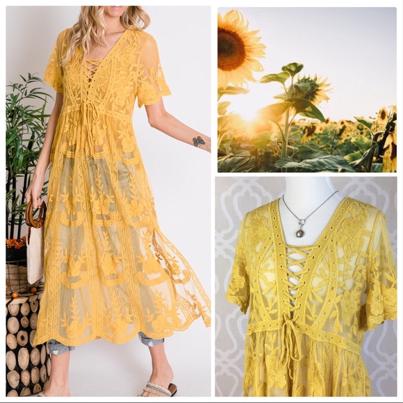 Anastasia Boho Lace Kimono Maxi Dress - Picture 7 of 8